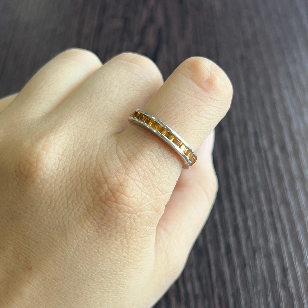 Natural Citrine Rings, Dainty Full Eternity Ring, Handmade Citrine Band ...