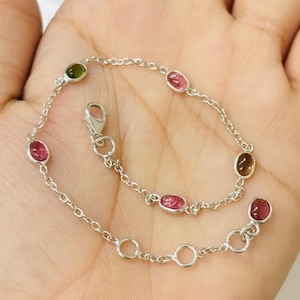 Multi Turmalin Armband, Station Armband, Turmalin Armband, 925 Sterling Silber Armband, Turmalin Armband, Geburtstagsgeschenke
