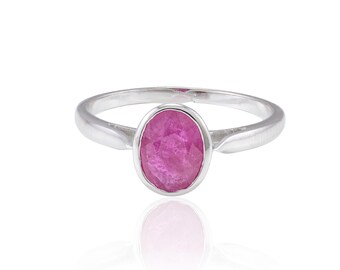 Natural Ruby Ring, Sterling Silver Ring, Ruby Statement Ring, Ruby Gemstone Ring, July Birthstone, Bohemian Ring For Women, Gift for Her