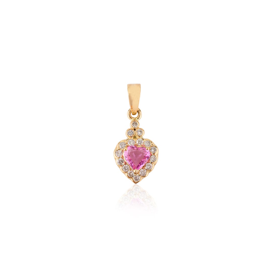 The Sapphire Stripe Puffy Heart Pendant