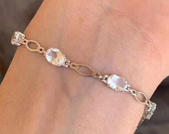 Aquamarine Bracelet, 925 Sterling Silver, Minimalist Bracelet, Handmade Aquamarine Bracelet, Aquamarine Gemstone Bracelet, Gift For Her