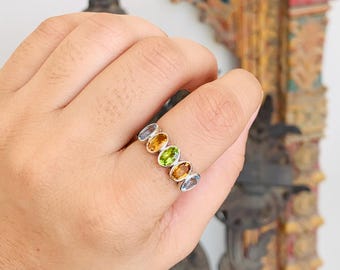 Anello In Argento Sterling Con Pietra Preziosa Ammolite