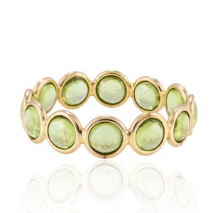 14K Gold Peridot Ring, Full Eternity Band, Stackable Ring, August Birthstone, Peridot Gemstone Eternity Band, Anniversary Gifts For Her