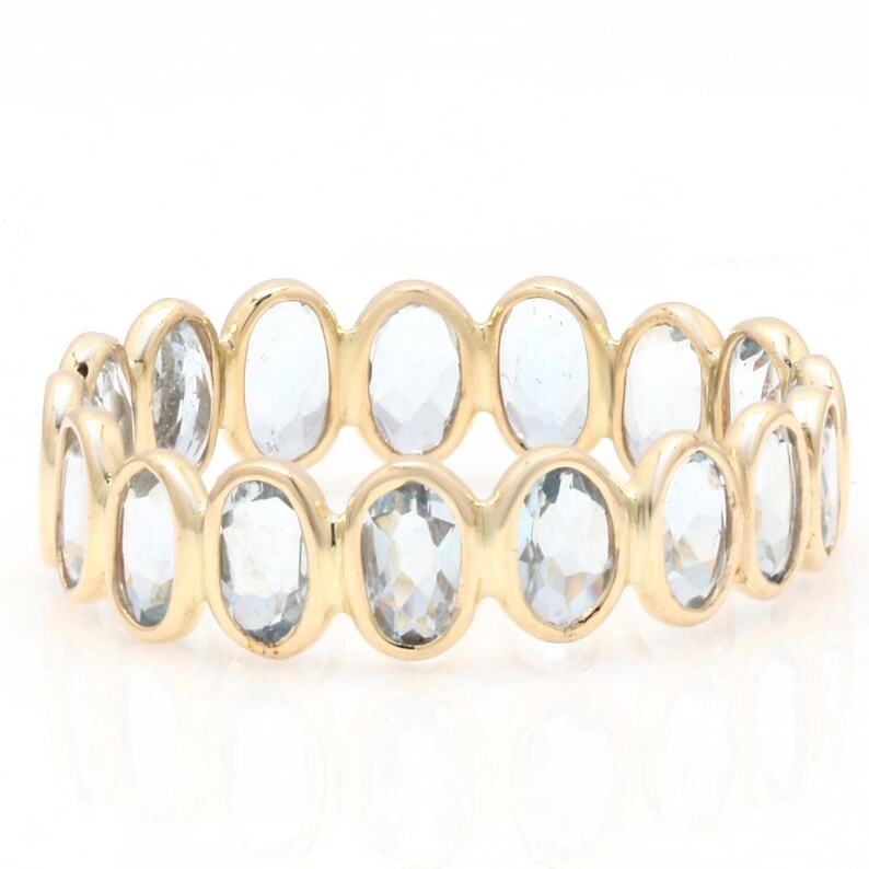 Natural Aquamarine Ring, Solid 18k Gold Ring, March Birthstone, Full ...