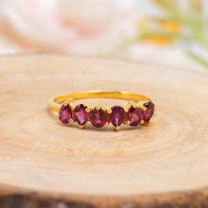 Rhodolite Garnet Ring, 925 Sterling Silver, Natural Gemstones, January Birthstone, Dainty Minimalist Ring, Gifts For Her,