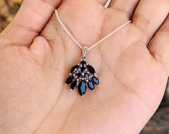 Blue Sapphire Pendant, 925 Sterling Silver, Genuine Sapphire Necklace, September Birthstone, Dainty Sapphire Pendant, Birthday Gifts For Her