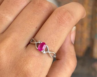 Genuine Ruby Ring, Ruby Diamond Ring, 925 Sterling Silver, Bohemian Ruby Statement Ring, Handmade Ruby Ring, July Birthstone, Gifts For Her