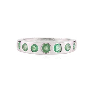 Echte emerald ring, sterlingzilveren ring, emerald bandring, handgemaakte emerald ring, boho emerald ring, emerald sieraden, cadeaus voor haar