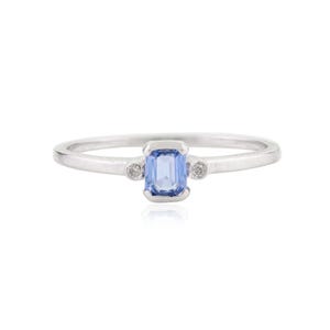 Natural Blue Sapphire Ring, 925 Sterling Silver, Dainty Gemstone Ring, Sapphire Diamond Ring, Stackable Ring, Anniversary Ring, Gift For Her