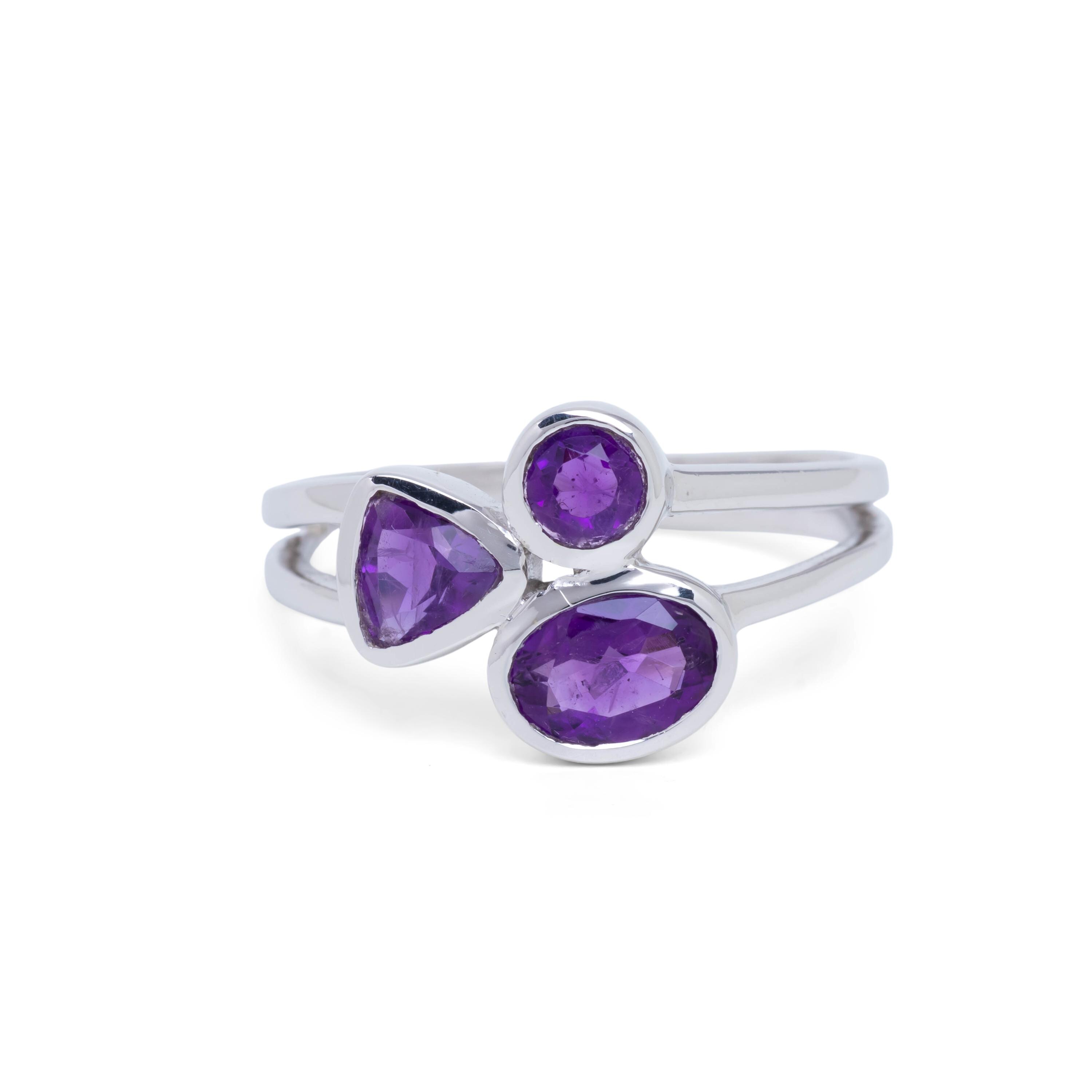 February Rings Amethyst Ring, February Birthstone, Minimalist Rings, 925 Sterling ...