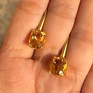 Citrine Earrings, 925 Sterling Silver, Small Citrine Earrings, Natural Citrine, November Birthstone, Statement Dangle Earrings, Gift For Her