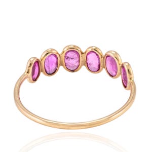 Natural Ruby Ring, Half Eternity Band Ring, Solid Gold 14k Band Ring ...
