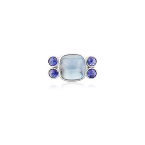 Aquamarine And Blue Sapphire Ring | 18k White Gold Ring | Cluster Ring | Ring For Women | Gift For Her |  Halloween Gifts