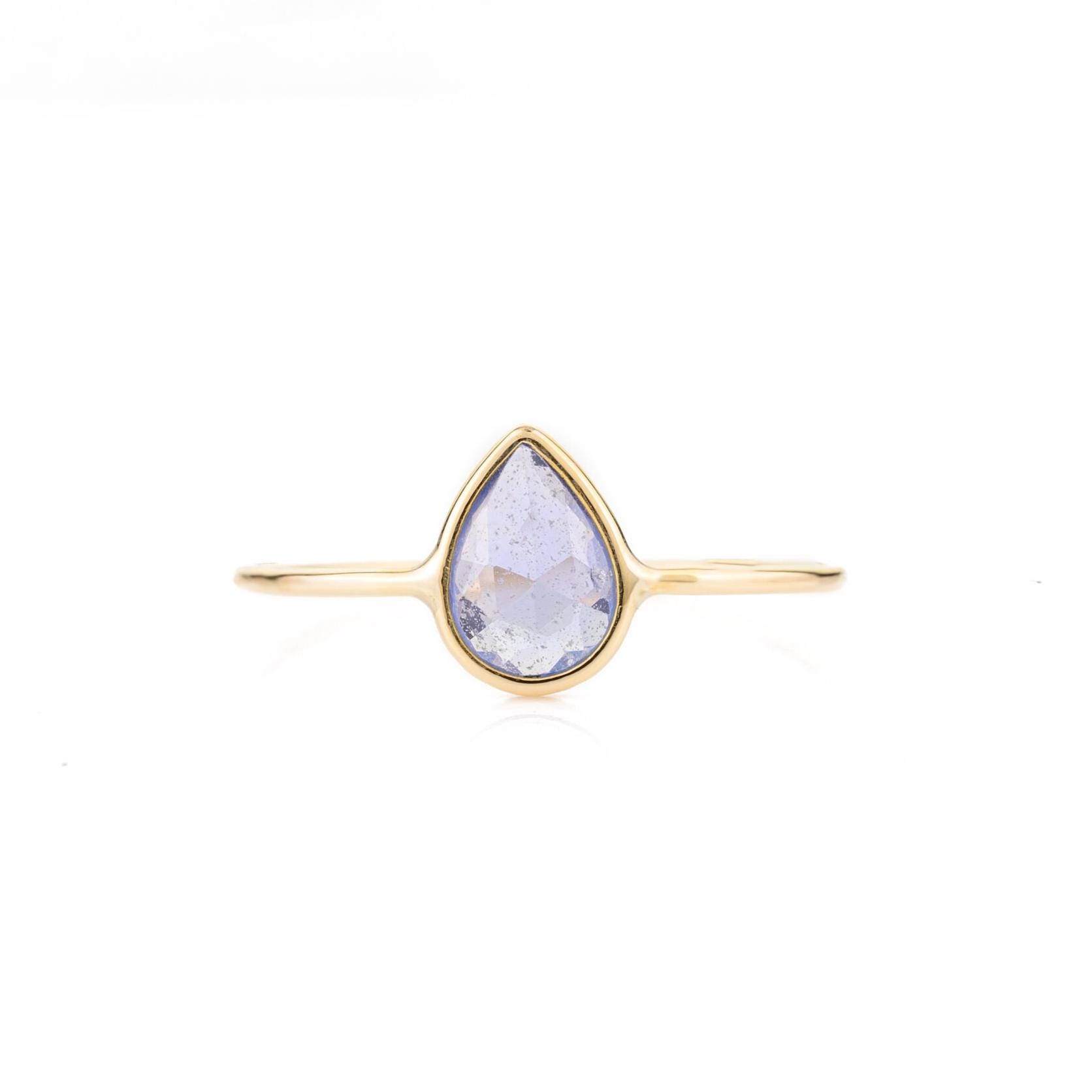 Minimalist 14k Gold Pear Cut Sapphire Ring | Handmade Ring | Anniversary Gift |  | Birthday Gift | Gift For Her