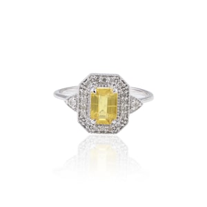 Yellow Sapphire Gemstone Ring | Natural Sterling Silver Yellow Sapphire Ring | Anniversary Ring For Her | Birthday Gift | Gift For Her