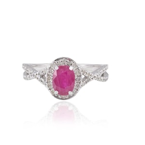 Natural Ruby Diamond Ring, 925 Sterling Silver Ring, Ruby Engagement Ruby Ring, Art Deco Ruby Ring, July Birthstone Anniversary Ring For Her