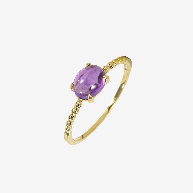Birthday Gift Amethyst Ring set in 14K Gold Statement Ring Promise Ring Anniversary Ring Valentine Gift Bithstone of February