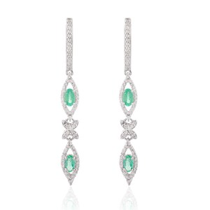 Sterling Silver Emerald Earrings, Elegant Emerald Dangle Earrings in Sterling, Emerald Dangle Earrings, Unique Handmade Earrings For Her