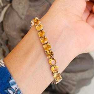 Natural Citrine Bracelet, 925 Silver Bracelet, Citrine Tennis Bracelet, Boho Citrine Bracelet, November Birthstone, Anniversary Gift For Her