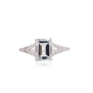 Natural Aquamarine Diamond Ring, Aquamarine Ring, Promise Aquamarine Ring, March Birthstone, Art Deco Aquamarine Ring, Gifts For Her