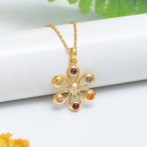 Chakra Pendant, Flower Of Life Chakra Pendant, 925 Sterling Silver, 7 Chakra Gemstone Pendant, Yoga Jewelry, Gifts For Her