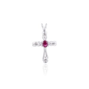 925 Sterling Silver Ruby Cross Pendant- Cross Gift- Holiday Gifts- Protective Necklace- Christian Communion Jewelry- Gifts For Daughter