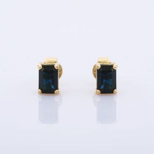 Blue Sapphire Stud Earring, Solid 14k Gold Earrings, Dainty Sapphire Earrings For Women, Dainty Gemstone Studs for Women, Halloween Gifts
