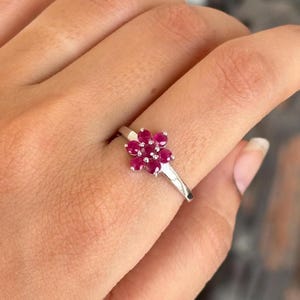 Genuine Ruby Ring, 925 Sterling Silver Ring, Boho Ruby Flower Ring, Ruby Gemstone Ring, Ruby Statement Ring, Ruby Jewelry, Gifts For Her