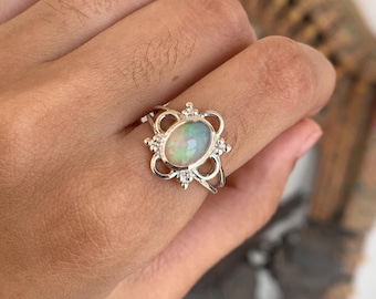 Ethiopian Opal Ring, Natural Opal Ring, 925 Sterling Silver, Handmade Opal Ring, Designer Opal Ring, Bohemian Ring, Christmas Gifts For Her