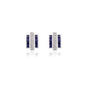 Elegant Blue Sapphire Stud Earrings . | Anniversary Gift For Her | Handmade Earrings |
