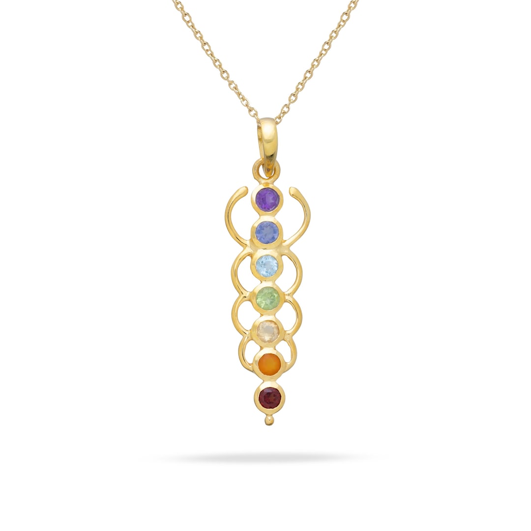 7 Chakras Pendant, Handmade Pendant Necklace Jewelry With Real Gemstone ...