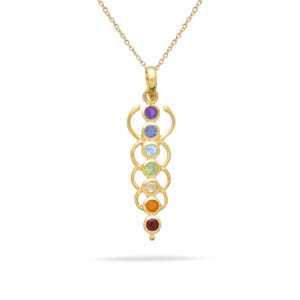 7 Chakras Pendant, Handmade Pendant Necklace Jewelry With Real Gemstone, 925 Sterling Silver Chain, Spiritual Healing Yoga Jewelry For Women