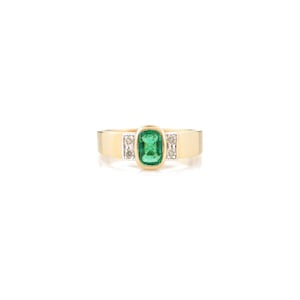 18KT Gold Emerald Ring with Diamonds | Natural Emerald Engagement Ring | Anniversary Gift |  | Gift For Her |  Halloween Gifts