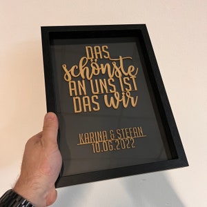 Wooden lettering in a picture frame | The most beautiful thing about us is that we | Gift wedding, Christmas, Valentine's Day