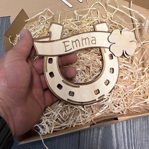 Personalized Laser Engraved Poplar Wood Horseshoe - Perfect for children's rooms and special occasions