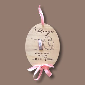 Wooden hanger for the birth ribbon birth baby baptism image 4