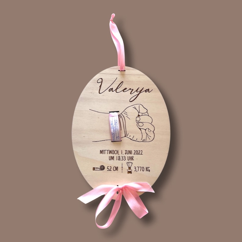 Wooden hanger for the birth ribbon birth baby baptism image 4