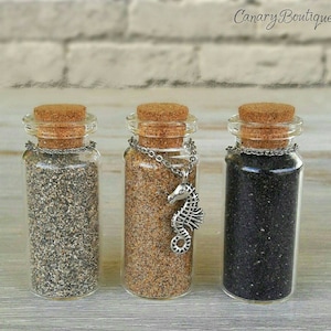Spanish Sand in a Bottle from Tenerife Beach. Set of 3. Souvenir. Art Collectibles. Remembrance gift. Souvenir from Tenerife.