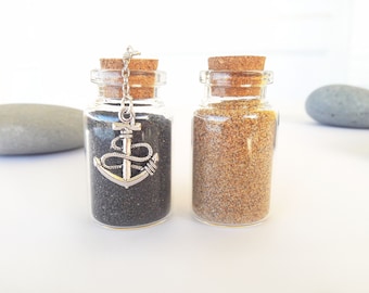 Spanish Black and Gold Sand in a Bottle from Tenerife Beach. Set of 2. Souvenir from Tenerife. Art Collectibles. Gift from Tenerife.