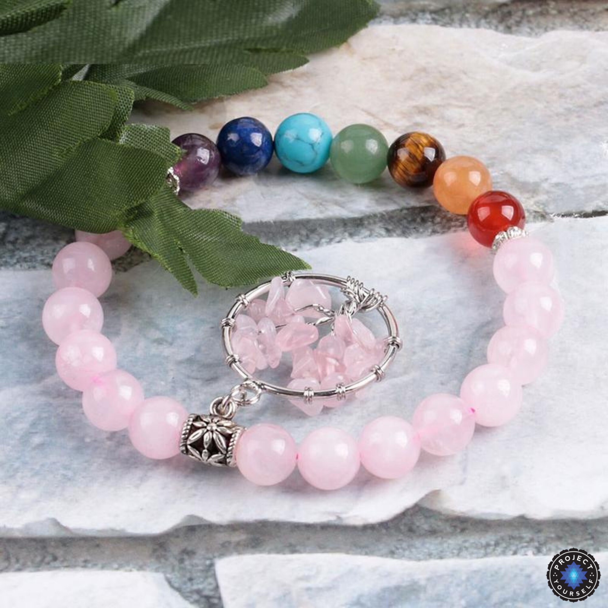 Rose quartz 7 chakra bracelet online