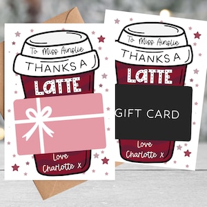 Personalisiert Dank A Latte Geschenkkartenhalter | Lehrer Karte Geschenk | | Urlaub Geschenkkarte Schule Wertschätzung | Wichtelgeschenk |