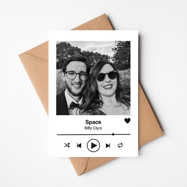 Personalised Music Player Style Card | Valentine's Day Photo Card | Personalised Favourite Song | Spotify Style Card | First Dance Song Card