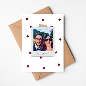 Personalised Valentine's Day Card | Polaroid Style Photo Card | Happy Valentine's Day | Hearts