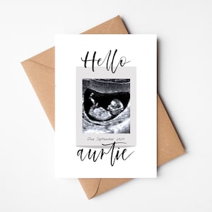Tarjeta personalizada de anuncio de embarazo / Exploración por ultrasonido / Sonografía / Revelación de embarazo / Hola tía / Anuncio de nacimiento / Exploración del bebé