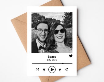 Personalised Music Player Style Card | Valentine's Day Photo Card | Personalised Favourite Song | Spotify Style Card | First Dance Song Card