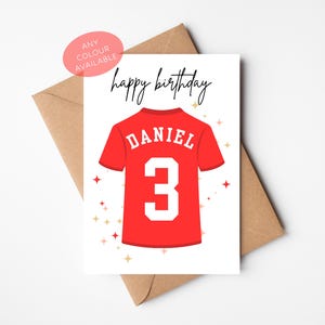 Biglietto di auguri per il compleanno a tema calcio / Maglietta e numero da calcio personalizzati / Biglietto di auguri di buon compleanno a tema calcio