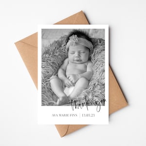 faire-part de naissance de bébé | de remerciements nouveau-né | carte photo | Carte de statistiques de naissance | postale | Carte de photographie