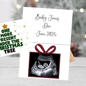 Tarjeta de revelación de embarazo navideña personalizada / Tarjeta de anuncio de embarazo navideña / Ecografía navideña / Regalo de ecografía navideña