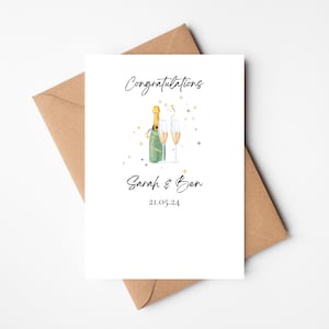 carte de fiançailles personnalisée | Carte de félicitations | Nouvel emploi, carte de diplômé universitaire | carte de diplômé d'école | Conception de champagne