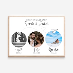Personalisierter erster Jahrestag Druck | Papier Geschenk | 1. Jahrestag Geschenk | Jahrestag-Foto-Druck | Hochzeitsgeschenk